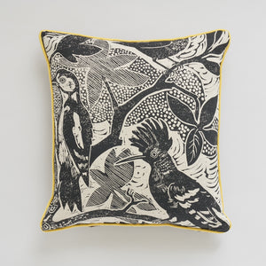 Woodpecker and Hoopoe Cushion by Mark Hearld